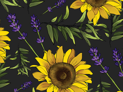 Sunflowers digital eucalyptus flowers illustration lavender painting photoshop sunflowers wacom
