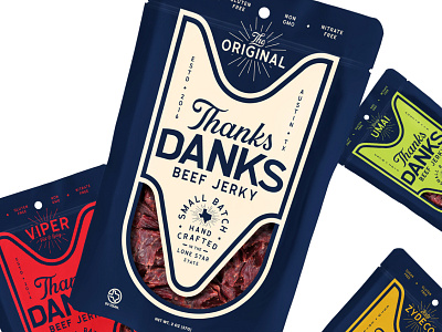 Thanks Danks Beef Jerky austin texas beefjerky branding consumerpackagedgoods curedmeats design gotexan handcrafted logo texas typography