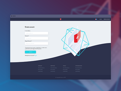 Create account screen Sentrum axionometry blockchain branding flat gradient ico user experience user interface vector website website design website screen