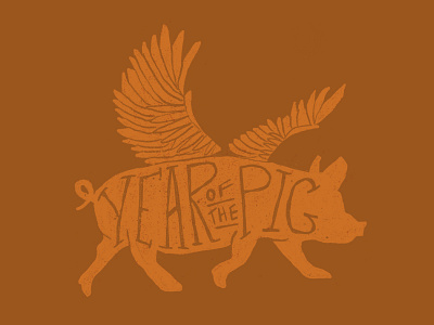 2019 Year of the Pig 2019 hand lettering illustration pig