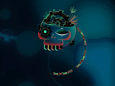 Biomecanic Skull 36days 36daysoftype aftereffects animation colorfull funky gear headrig motion motion design muerte skull skull art steampunk