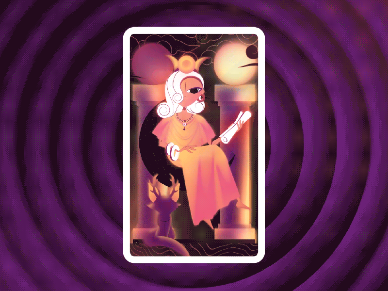 The High Priestess - Tarot 👑 aftereffects animation astral card cat cute grace graphic design illustration legend moon motion motion design night priestess princess religion spiritual tarot woman