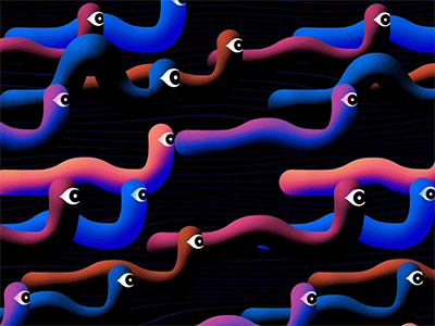Worm's Gang aftereffects animation cute design eye gradient illustration monster motion motion design pattern texture worm