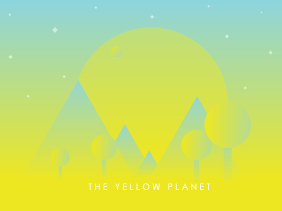The Yellow Planet geometric gradient illustration mountains planet shapes space stars yellow