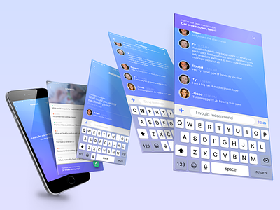 Real-Time Discussion Platform blue chat gradients purple sketch