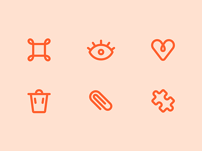 Loopy icon set command design figma heart icon icon set iconography peach playful puzzle trash ui