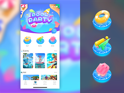 Pool Party app illustration ui