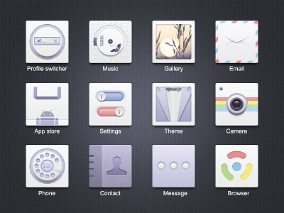 Icons 1 browser camera contact email message music phone picture settings theme