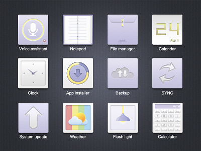 Icons 2 backup calculator calendar clock file installation light notebook sync update voice weather