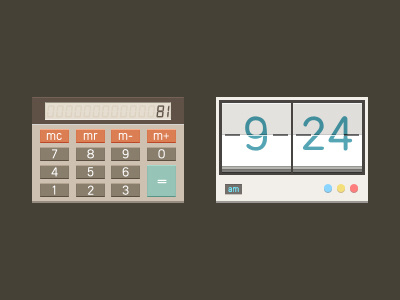 Calculator + Clock calculator clean clock icon ui