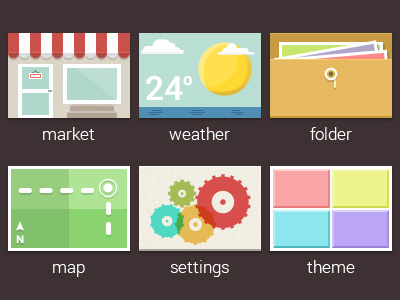 Icons for Android folder icon illustration map market settings theme weather