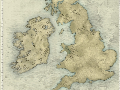 Flight of the Earls - Map great britain hand drawn illustration ireland map
