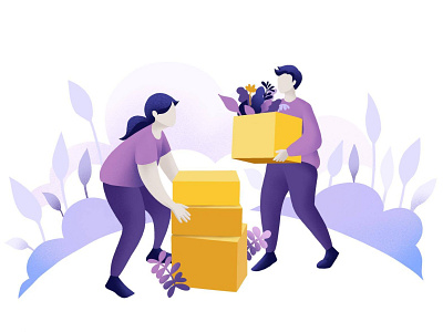 lifting boxes boxes digital art digital illustration digital painting drawing illustration lifting man woman