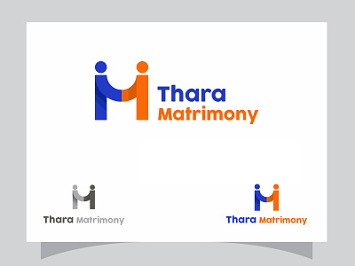 Thara Matrimony / Branding / M Letter blue branding couple creative design illustration karthik logo logo design love matrimony orange trend usability ux
