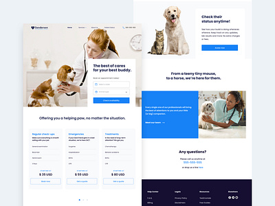 Sanderson Veterinary Clinic Home Page. health website interface interface design ui design website
