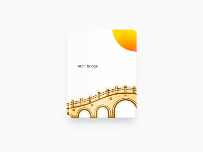 Book arch bridge book icon illustration orange sun white zklm0000