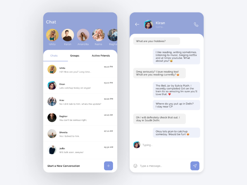 Chat UI by Kritika Gulati on Dribbble