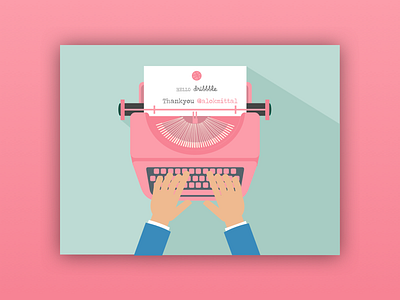 Hello Dribbble design firstshot graphics illustration invite typewriter welcome