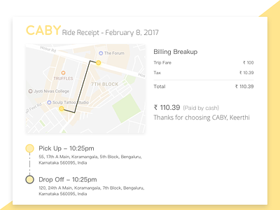 Caby - Email Receipt app bill cab concept daily ui email mockup taxi ui ux