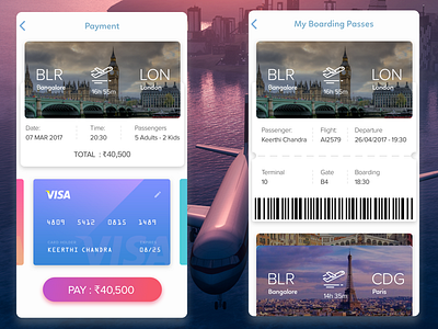 Airlines Boarding pass and Checkout concept