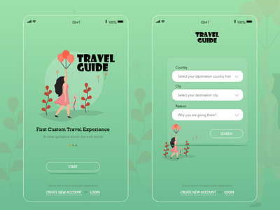 Travel Guide App adobe xd illustration interaction mobile app uidesign uxdesign