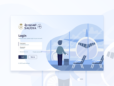 Saudi Airlines login screen adobe xd design illustration illustrator interaction ui uidesign uxdesign website