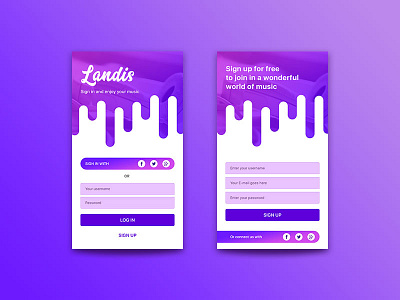 Music app sign in form app dailyui mobile mobile design music sign in uiux violet