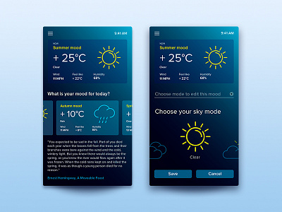 Future Weather app dark mobile uiux weather