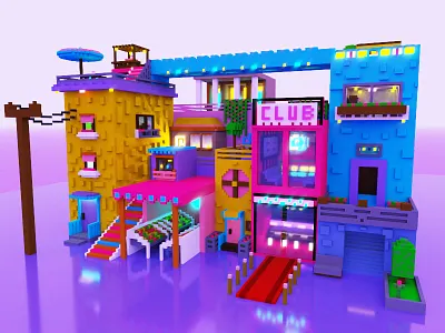 Voxel art Building 3d 3d art coloful design illustration voxel voxel art web