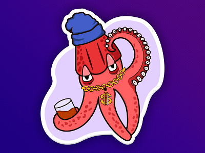 Stylish squid relaxing art illustration squid sticker sticker art stylish