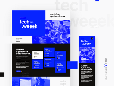 tech weeek | online event design gradient midway online event riachuelo tech technology techweeek typography