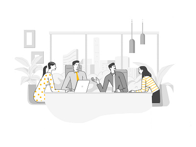 Illustration - Office Meeting branding drawing figureillustration flat minimal illustrations illustartion illustration bank packaging design packaging illustrations ui illustrations website illustratoins