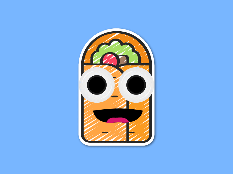 Googly Eyed Taco animation blue design food food and drink gif illustration sticker taco ui