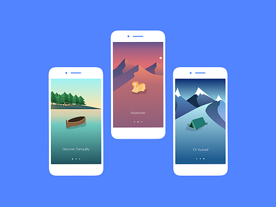 Travel Onboarding app blue colourful flat illustration ui uidesign