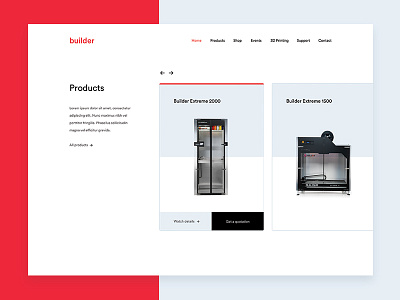 3D printer slider concept 3d 3d printing clean design minimal red site slider ui design ux design web