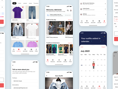 Wardrobe App app design color fashion app mobile design ui user experience design user interface design ux visual design wardrobe app