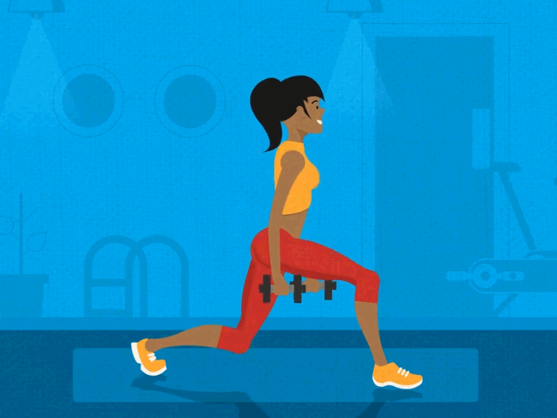 Lunge Loop 2d animation exercise fitness gif girl gym lunge vector