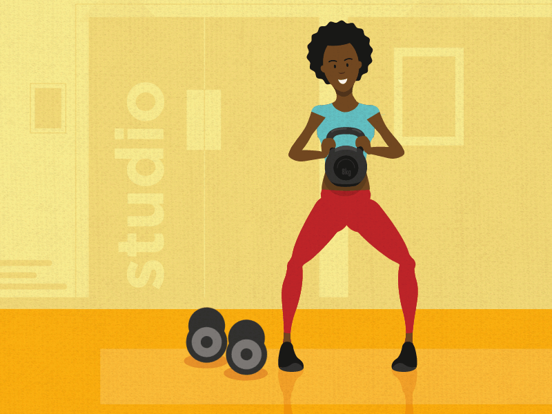 Kettle Bell Lady animation exercise gif gym illustration kettle bell lady