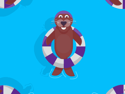 Seals Chilling 2d after affects animated animated gif animation chilling chillout gif illustration lifesaver ocean pool relaxing seal vector