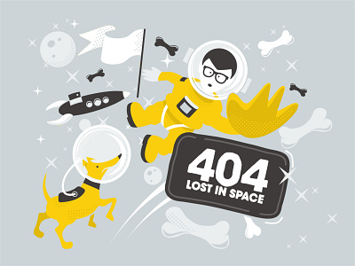 Lost In Space 404 Page 2d 404 error 404 error page astronaut danger design dog illustration space vector