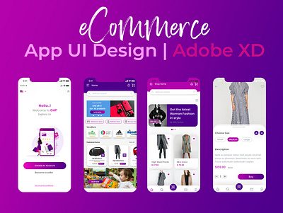 eCommerce app UI design app design creative ecommerce template minimal ui xd xd design