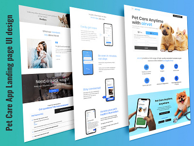 Pet Care App Landing page UI design branding corporate creative design minimal psd template ui ux design