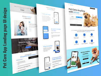 Pet Care App Landing page UI design