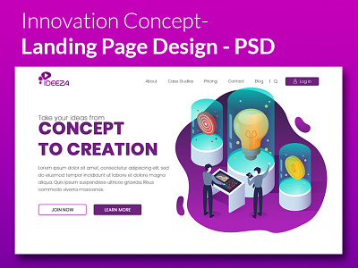 Innovation Concept Landingpage design - PSD illustration landingpage minimal psd template ui ux design