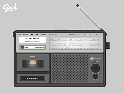 UNITRA ZRK RM-222 casette illustration oldschool radio retro vintage