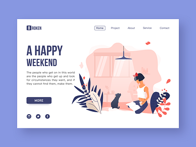 A Happy Weekend app art banner branding delivery design gradient home illustration interface ios iphonex landing page typography ui user ux vector web