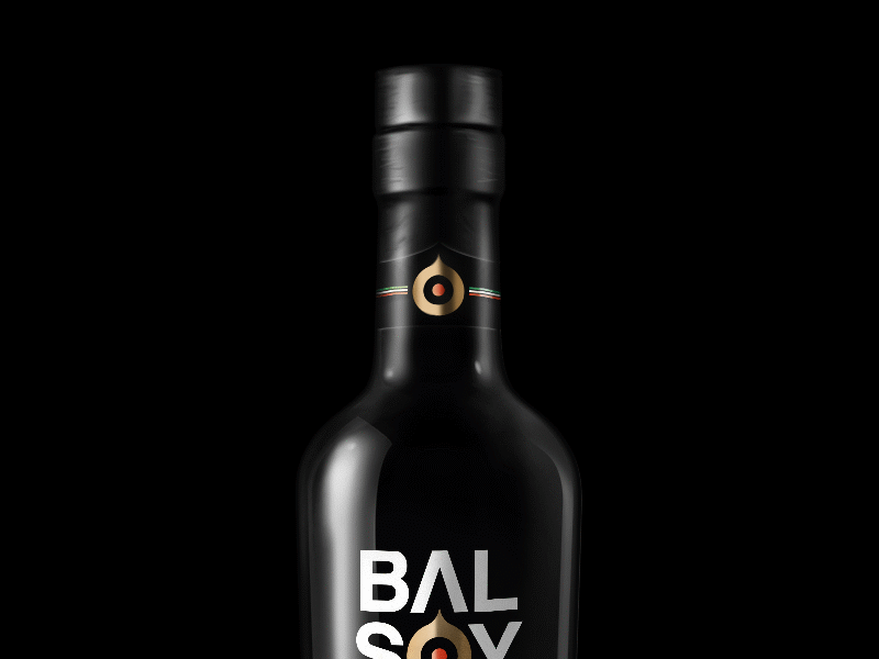 Balsoy's perfect packshot balsoy bottle dark digital painting gold lights packshot reflects soy sauce vinegar