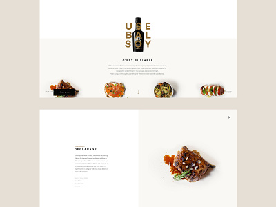 Balsoy recipes pages balsamico bottle clean design food grid landing page layout meat minimal one page soy sauce vinegar