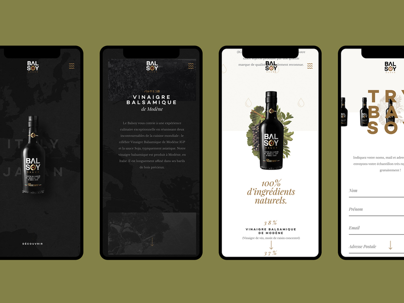 Balsoy responsive single page balsoy bottle clean dark grid illustration iphone iphone x iphone xr layout minimal mobile packaging responsive soy sauce ux ux ui vinegar