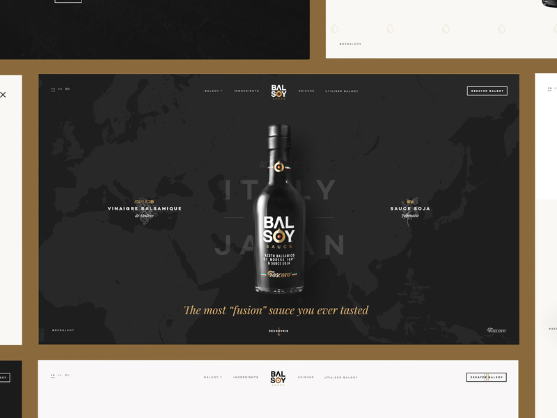 Balsoy case on Behance balsamic balsoy behance bottle clean dark grid home homepage landing page map minimal simple soy sauce vinegar